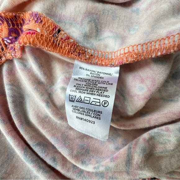 LOFT | NWOT | ORANGE PAISLEY MIDI SIDE TIE DRESS SHORT SLEEVE | EXTRA LARGE - Picture 7 of 8